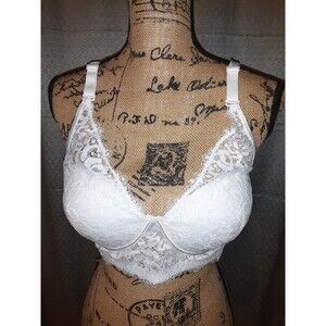 Youmita 40D White Floral Lace Wireless Bra NWT